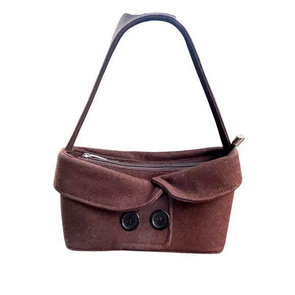 Unk Handbags - Chocolate Brown Collar Pea Coat Shirt Bag Purse